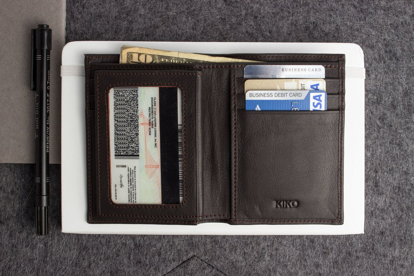 Cowhide Leather Slimfold Passcase Wallet