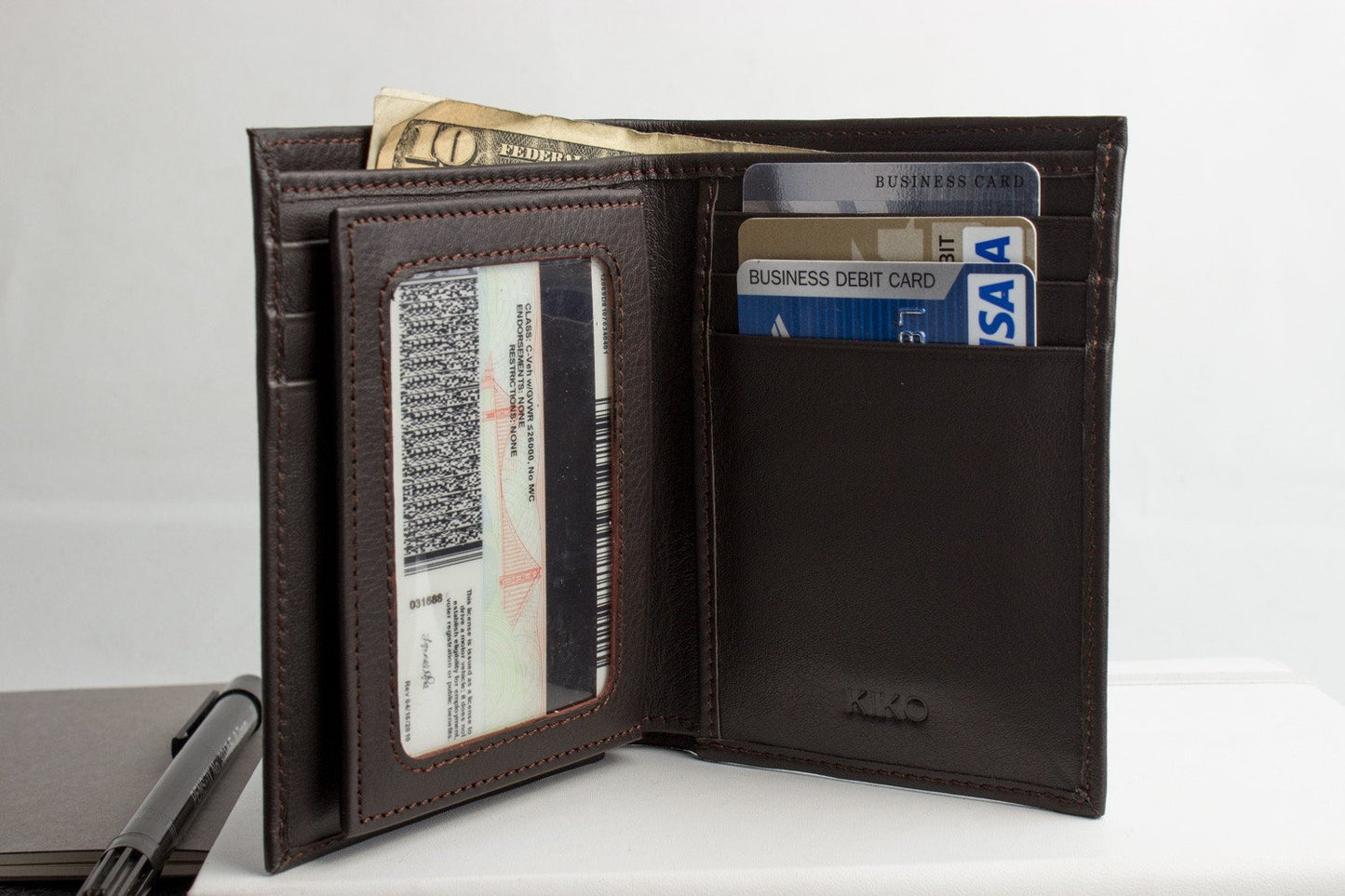 Cowhide Leather Slimfold Passcase Wallet