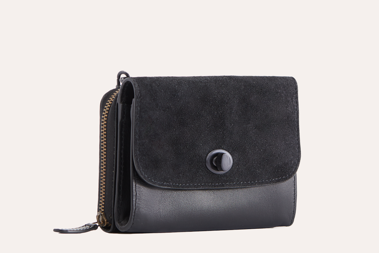Genuine Leather and Suede Crossbody