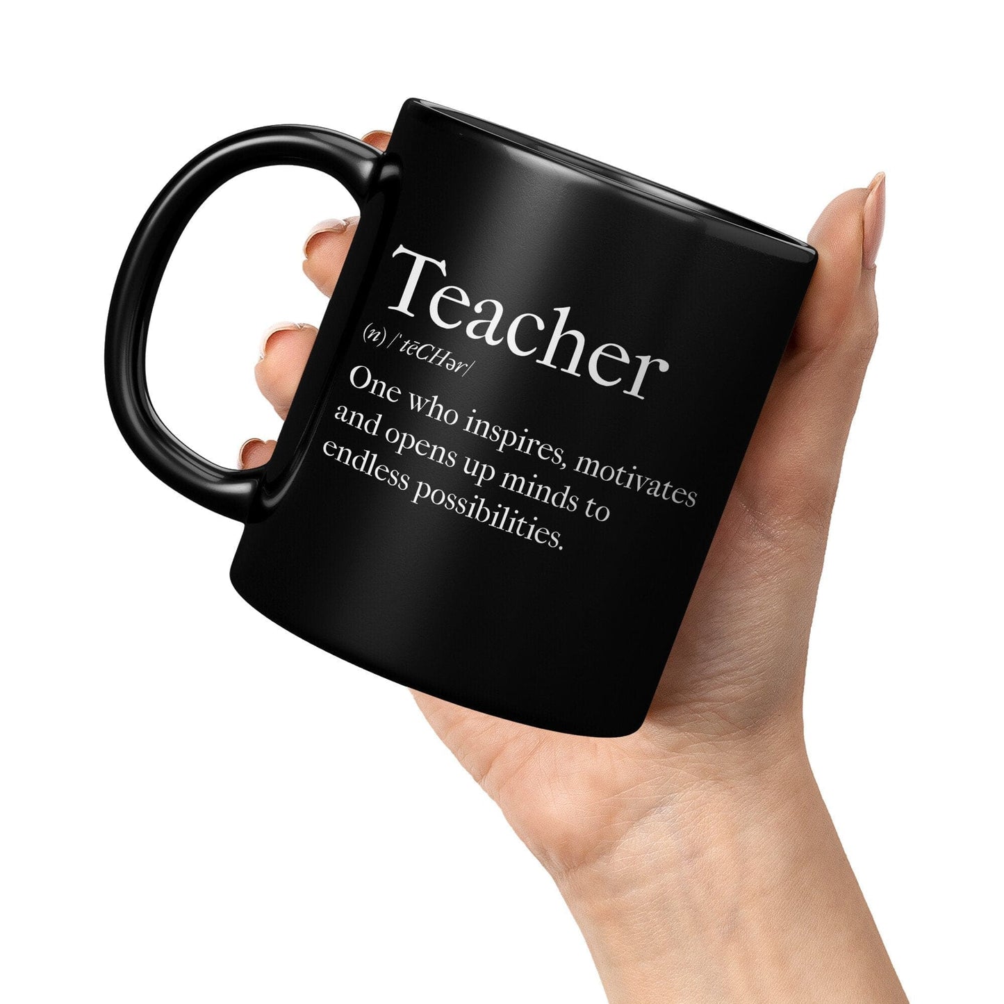 Coffee Cup, Decorative Black Ceramic Mug 11oz, Teachers Inspire