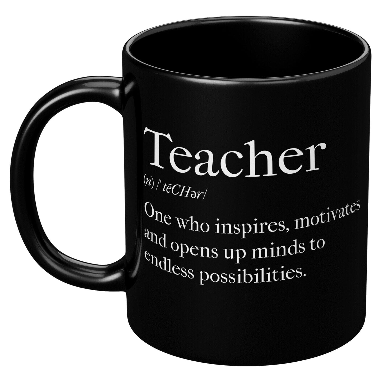 Coffee Cup, Decorative Black Ceramic Mug 11oz, Teachers Inspire