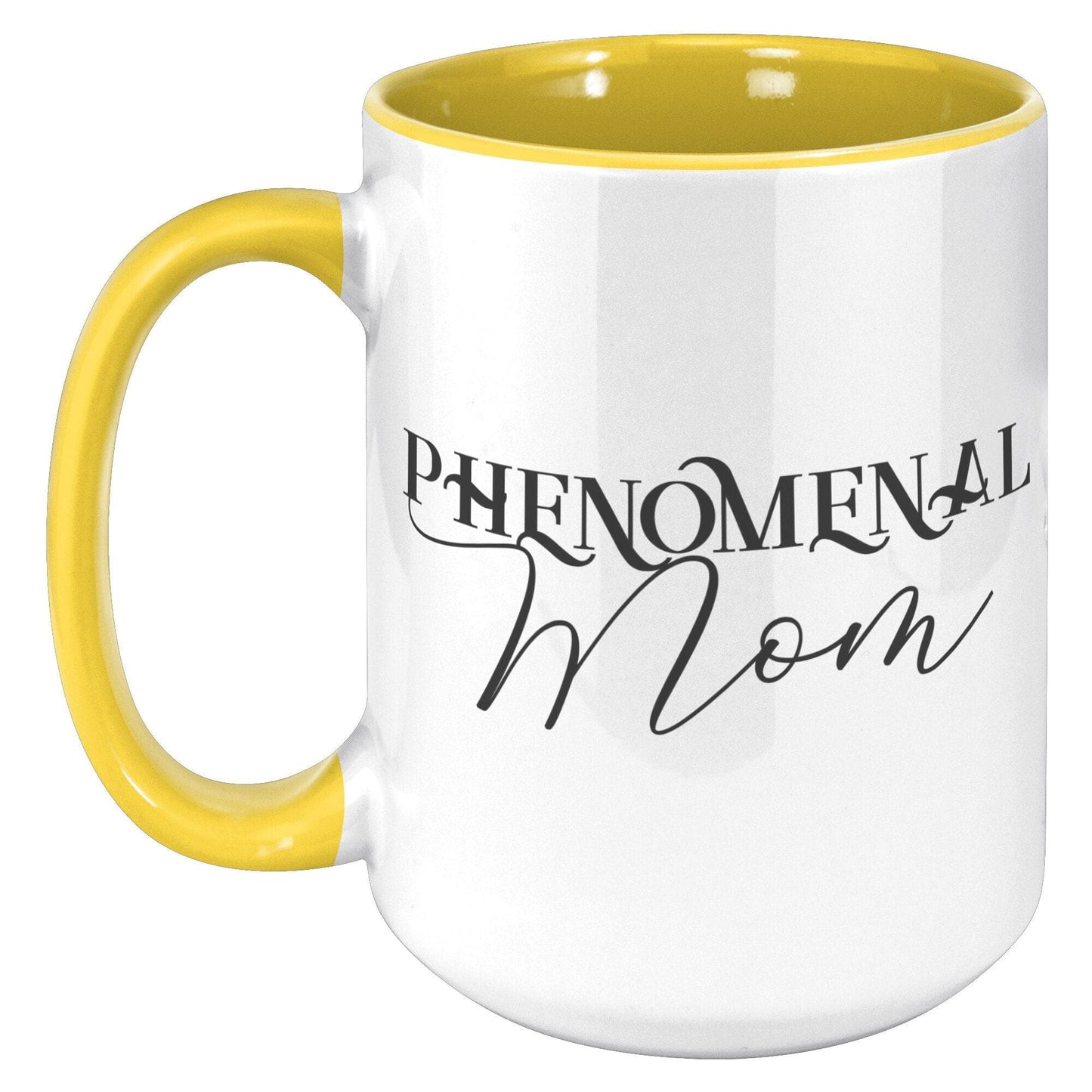 Coffee Cup, Dual Color Ceramic Mug 15oz, Phenomenal Mom Print